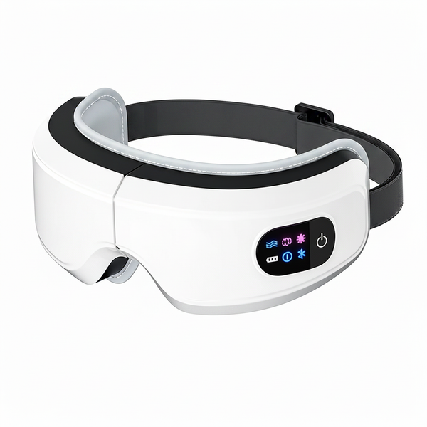 OptiEase MusicHeat heated eye massager with Bluetooth controls, shown on a white background